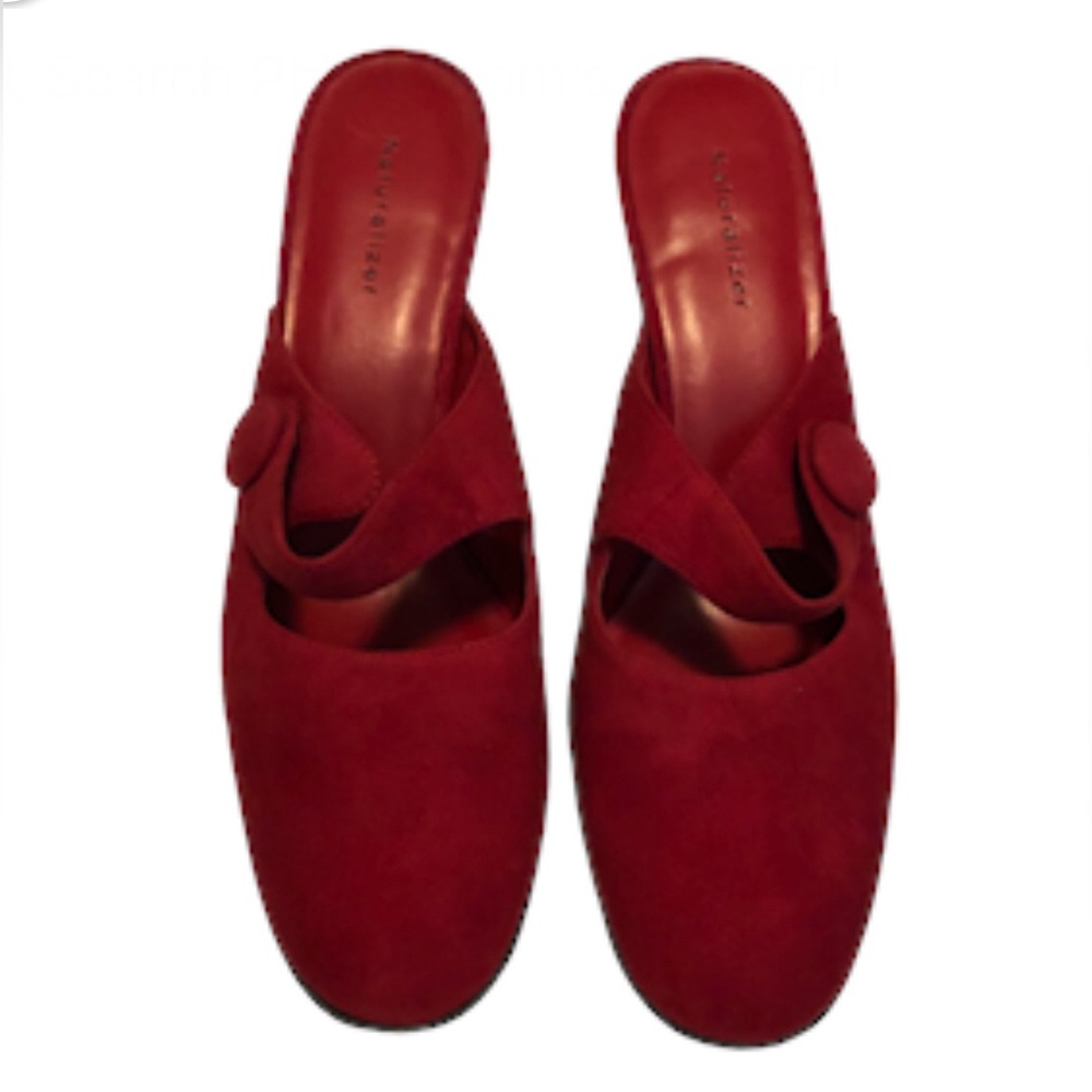 NATURALIZER‎ - Women’s Red Suede Leather Mary Jane Mule Slides Pump - Size 8M - Picture 4 of 15